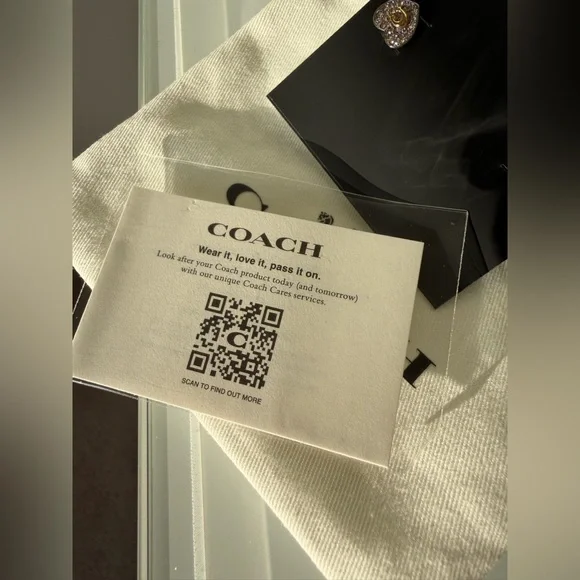 Coach Pave Gold Heart Stud Earrings - Picture 3 of 4